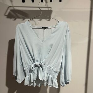 Shinestar Sky Blue Blouse with Tie-Front